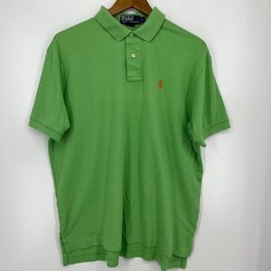 Polo Ralph Lauren Polo Shirt Men's‎ L Green Solid Pony Logo Cotton Short Sleeve